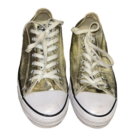 Converse Chuck Taylor All Star Lo metallic gold sneakers women 11 men size 9 - Picture 2 of 5
